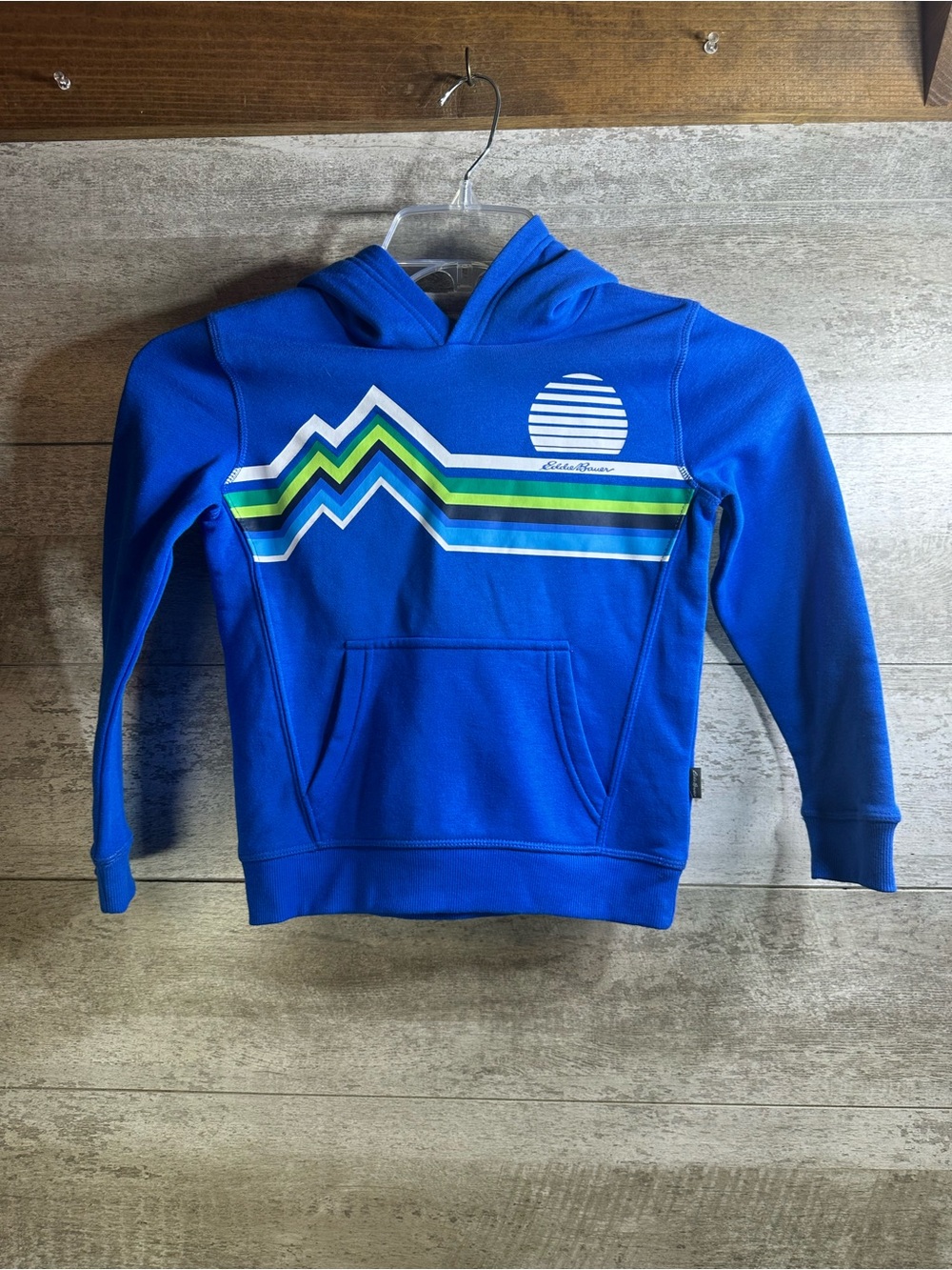 Eddie Bauer Royal Blue Kids Hoodie with Mountain Stripe Graphic XS 5/6
